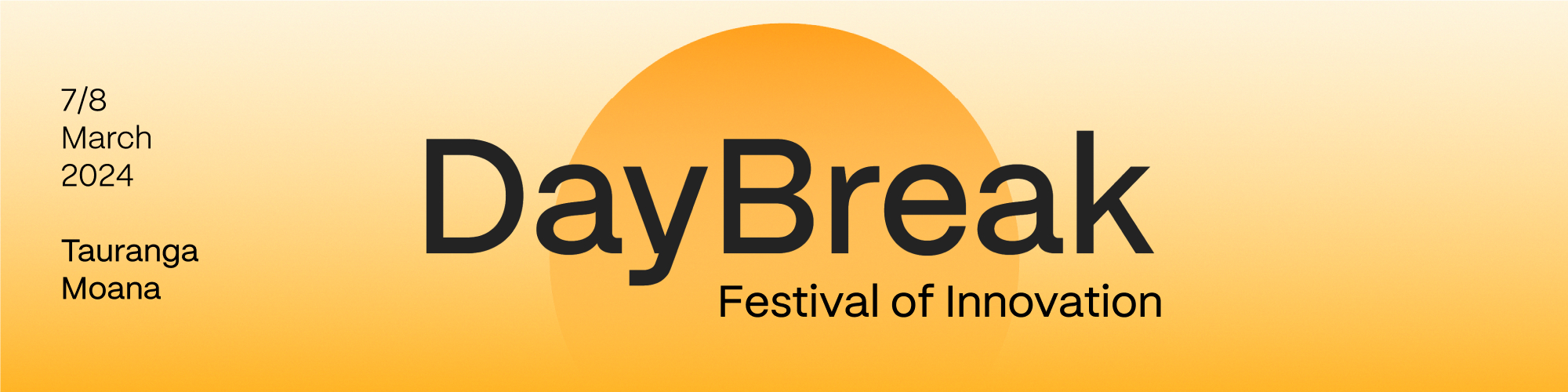 DayBreak Festival of Innovation logo, March 7-8 2024, Tauranga Moana