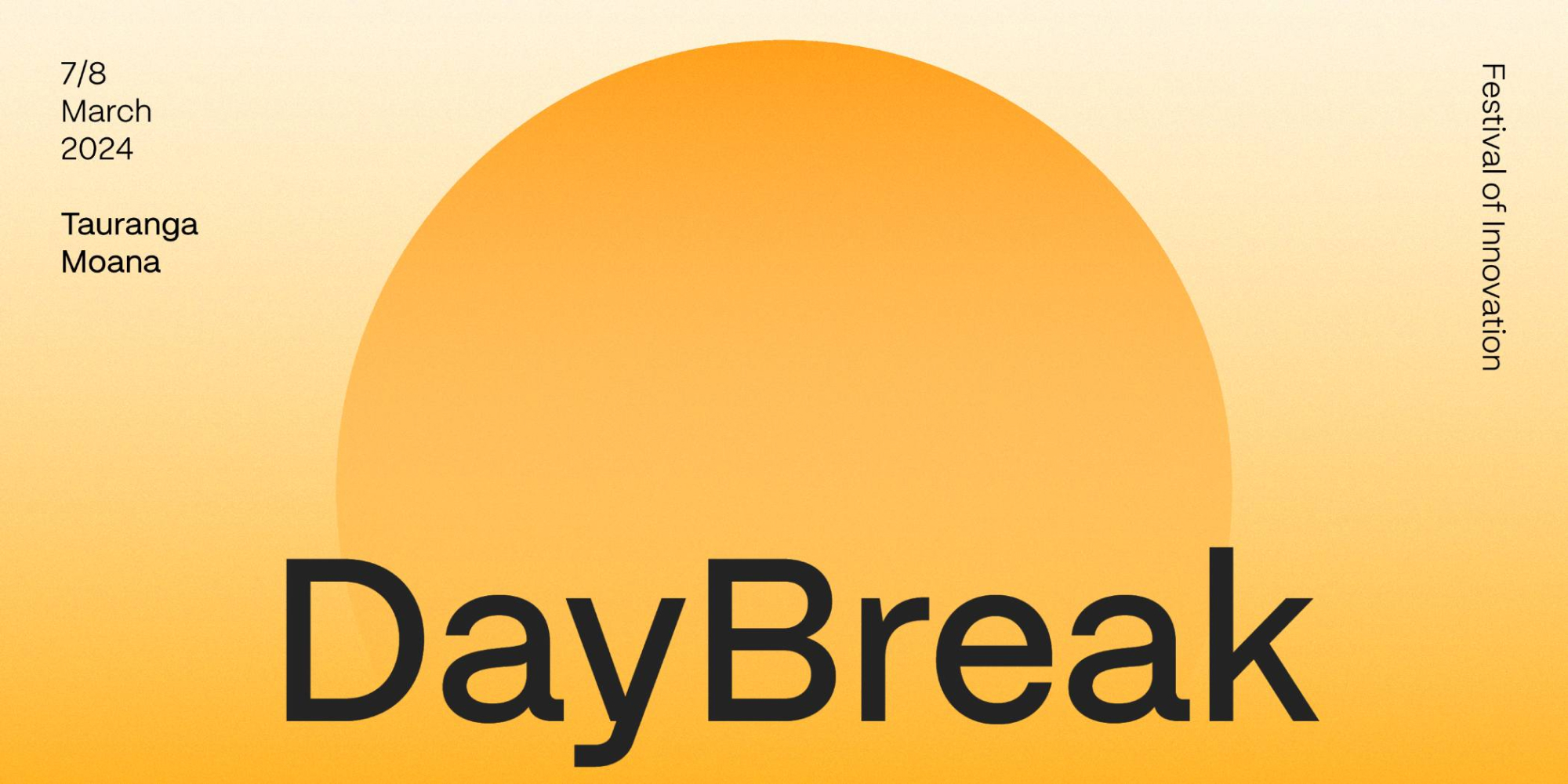 DayBreak Festival of Innovation logo, March 2024, Tauranga Moana